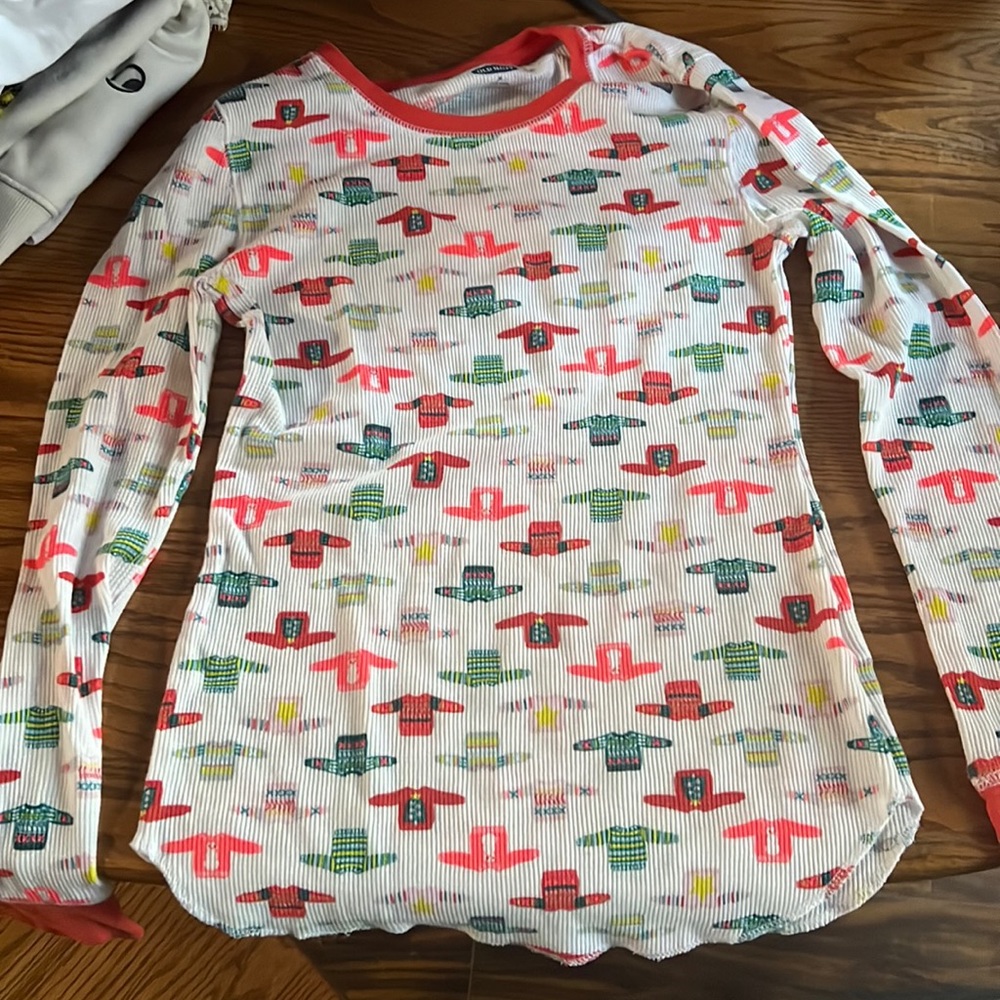 2 piece Old Navy ugly Christmas sweater pajamas.
